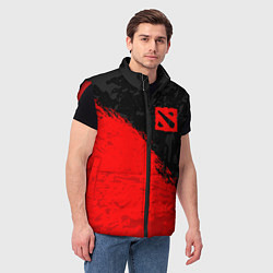 Мужской жилет DOTA 2 RED LOGO, БРЫЗГИ КРАСОК, цвет: 3D-красный — фото 2