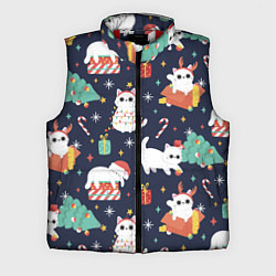 Мужской жилет Новогодние Котята 2022, цвет: 3D-красный