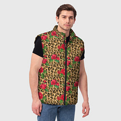 Мужской жилет Шкура Леопарда в Цветах, цвет: 3D-черный — фото 2