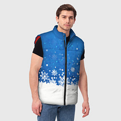 Мужской жилет Снежинки - С Новым Годом, цвет: 3D-красный — фото 2