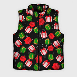 Мужской жилет Новогодние паттерн подарков, цвет: 3D-красный