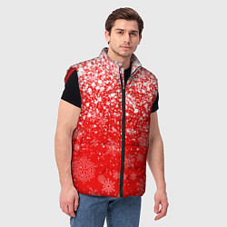 Мужской жилет ЗИМА БЛИЗКО, НОВЫЙ ГОД 2022 СНЕЖИНКИ И БРЫЗГИ КРАС, цвет: 3D-красный — фото 2