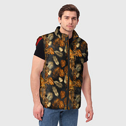 Мужской жилет Тигры и листья Тропики, цвет: 3D-красный — фото 2