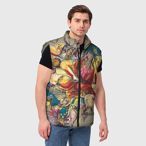 Мужской жилет Очень красивые цветы / 3D-Светло-серый – фото 3
