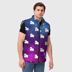 Мужской жилет UNDERTALE DOGS PATTERN SPACE, цвет: 3D-светло-серый — фото 2