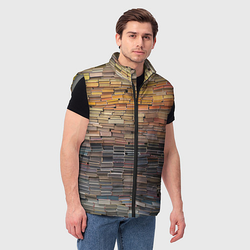 Мужской жилет Книжные кирпичики знаний / 3D-Светло-серый – фото 3