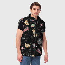 Мужской жилет Космические коты, цвет: 3D-светло-серый — фото 2