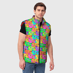 Мужской жилет Красочные Котики, цвет: 3D-красный — фото 2