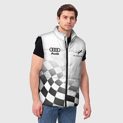 Мужской жилет Audi Quattro, Ауди Кватро, Финишный флаг, цвет: 3D-черный — фото 2