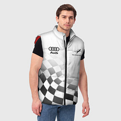 Мужской жилет Audi Quattro, Ауди Кватро, Финишный флаг, цвет: 3D-красный — фото 2