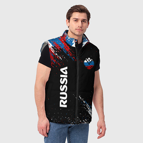 Мужской жилет Russia Штрихи в цвет Флага / 3D-Светло-серый – фото 3