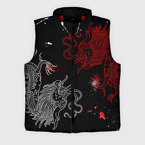 Мужской жилет Китайский дракон Красно - Белый / 3D-Красный – фото 1