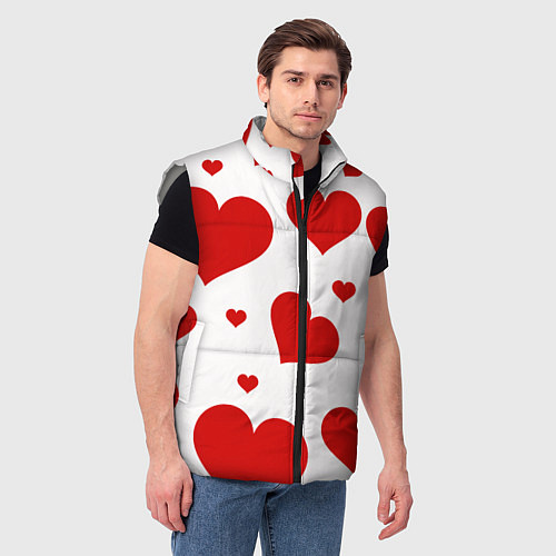 Мужской жилет Красные сердечки Heart / 3D-Светло-серый – фото 3