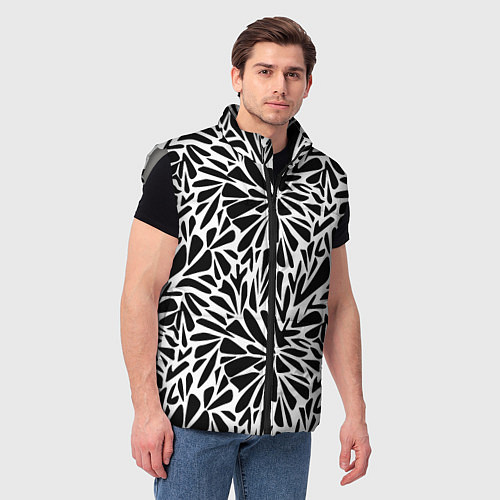 Мужской жилет Черно белый абстрактный узор / 3D-Светло-серый – фото 3