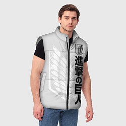 Мужской жилет Атака Титанов: эмблема, цвет: 3D-светло-серый — фото 2