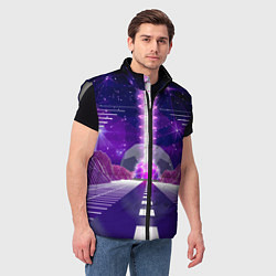 Мужской жилет Vaporwave Neon Space, цвет: 3D-светло-серый — фото 2