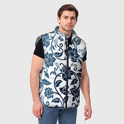 Мужской жилет Гжелевые цветы, цвет: 3D-светло-серый — фото 2
