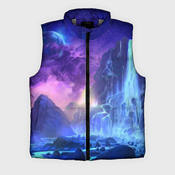 Мужской жилет Фантастический пейзаж Водопад Неон, цвет: 3D-светло-серый