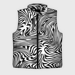 Мужской жилет Сумасшедшая зебра Абстрактный узор с извилистыми л, цвет: 3D-черный