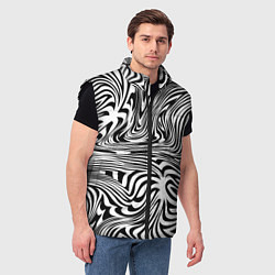 Мужской жилет Сумасшедшая зебра Абстрактный узор с извилистыми л, цвет: 3D-черный — фото 2
