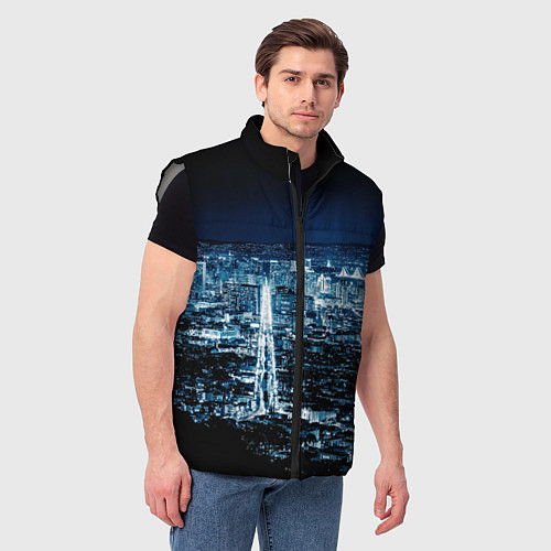 Мужской жилет Ночной город night city / 3D-Светло-серый – фото 3