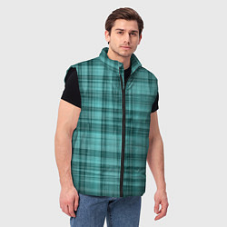 Мужской жилет Клетчатый узор цвета морской волны checkered patte, цвет: 3D-черный — фото 2