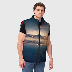 Мужской жилет Горы озеро, цвет: 3D-красный — фото 2