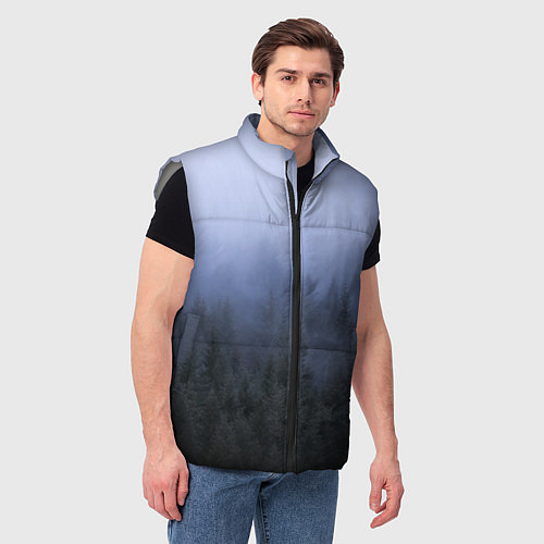 Мужской жилет Лес в ночи / 3D-Светло-серый – фото 3