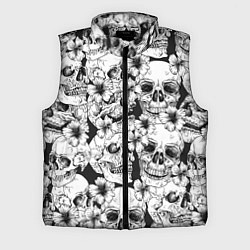 Мужской жилет Чёрно белые черепа и маки, цвет: 3D-черный