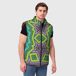 Мужской жилет Яркий восточный орнамент в зелено-розовых цветах, цвет: 3D-красный — фото 2