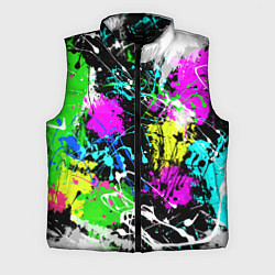 Мужской жилет Разноцветные пятна краски на черном фоне, цвет: 3D-черный