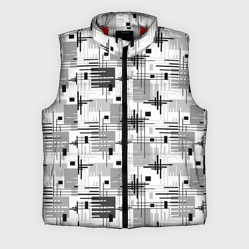 Мужской жилет Черно белый ретро геометрический узор / 3D-Красный – фото 1