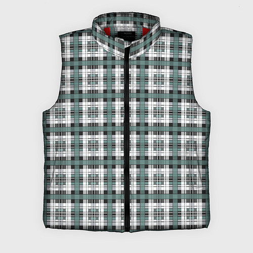 Мужской жилет Серо-зеленый клетчатый узор шотландка / 3D-Красный – фото 1