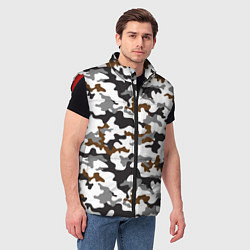 Мужской жилет Камуфляж Чёрно-Белый Camouflage Black-White, цвет: 3D-красный — фото 2