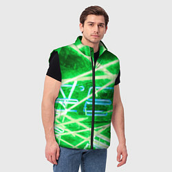 Мужской жилет Неоновые лучи и буквы - Зелёный, цвет: 3D-черный — фото 2