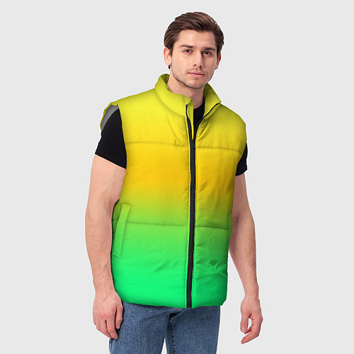 Мужской жилет Неоновый градиентный желто-зеленый фон / 3D-Светло-серый – фото 3