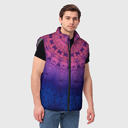Мужской жилет Розово-синий круглый орнамент калейдоскоп, цвет: 3D-светло-серый — фото 2