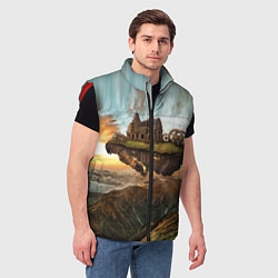 Мужской жилет Горный пейзаж в стиле Стимпанк, цвет: 3D-красный — фото 2