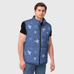 Мужской жилет Gray-Blue Star Pattern, цвет: 3D-черный — фото 2