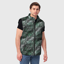 Мужской жилет Листья пальмы на черном, цвет: 3D-черный — фото 2