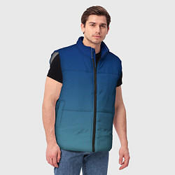 Мужской жилет Текстурированный сине-бирюзовый градиент, цвет: 3D-светло-серый — фото 2