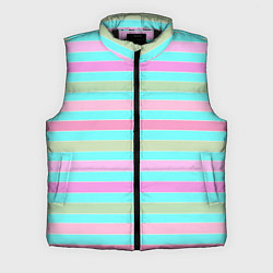 Мужской жилет Pink turquoise stripes horizontal Полосатый узор