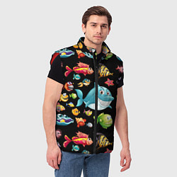 Мужской жилет Прикольная акула и другие жители океана, цвет: 3D-красный — фото 2