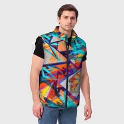 Мужской жилет Яркий неоновый абстрактный узор, цвет: 3D-черный — фото 2