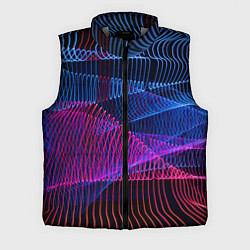 Мужской жилет Неоновые электронные волнообразные линии, цвет: 3D-светло-серый