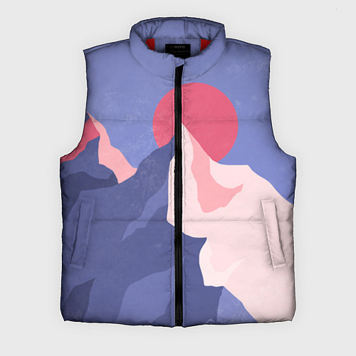 Мужской жилет Пейзаж гор и леса в стиле ретро / 3D-Красный – фото 1