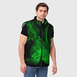 Мужской жилет Зелёный абстрактный дым, цвет: 3D-светло-серый — фото 2