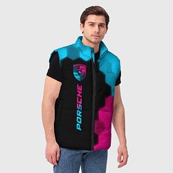 Мужской жилет Porsche - neon gradient: по-вертикали, цвет: 3D-черный — фото 2