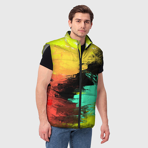 Мужской жилет Яркий красочный гранж / 3D-Светло-серый – фото 3