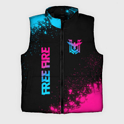Мужской жилет Free Fire - neon gradient: символ и надпись вертик, цвет: 3D-черный